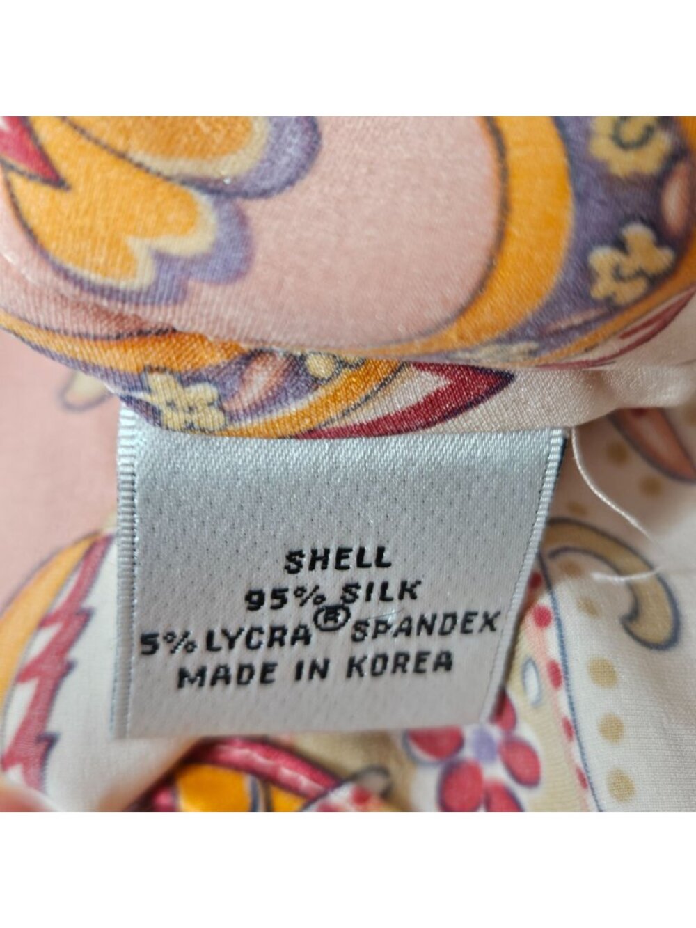 Woman's vintage Talbots silk boho pink paisley print v neck button down blouse 8 - Picture 7 of 10